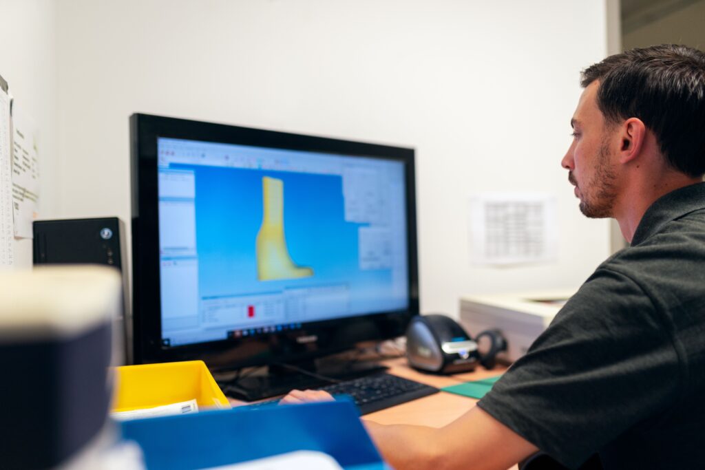A technician using speed to lead software in an HVAC setting.