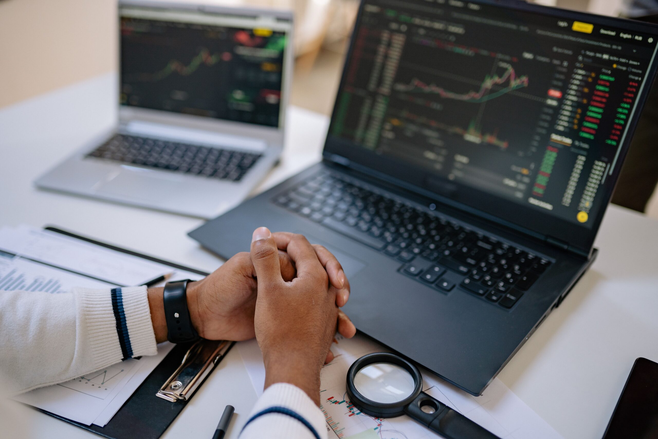 A person analyzing SEO data on a laptop screen